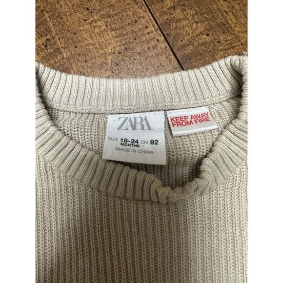 Zara Baby Toddler Size 18-24 Months Chunky Knit Sweater Cream Gray Neutral - Picture 3 of 6